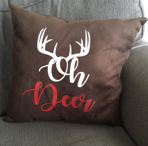 Oh Deer Holiday Home Decor Pillow, Reindeer Antlers