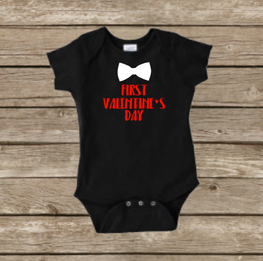 Boys First Valentine’s Day Baby Onesie, Cupid Heart, Holiday