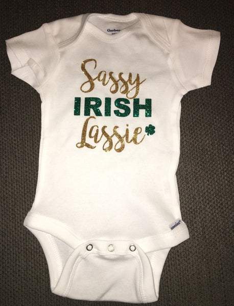 Sassy Irish Lassie, St Patrick's Day Baby Girl Onesie –  RKCreativeImpressions