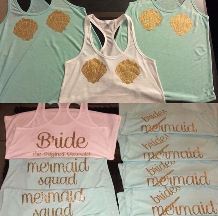 Mermaid Shells Bachelorette Tank Tops, Bride Bridesmaid, Women’s Shirt ...