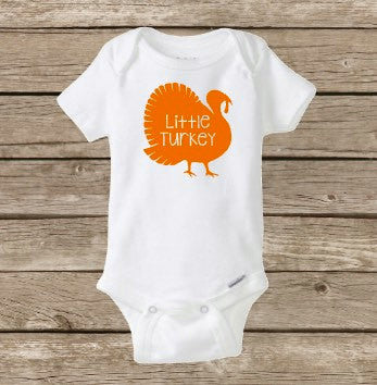 Little Turkey, Happy Thanksgiving, Fall Baby Onesie, Thanksgiving Onesie, Baby Shower