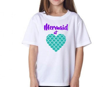 Girls Mermaid at Heart Shirt, Princess, Seashells