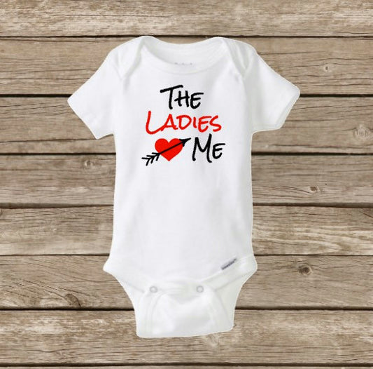 Boys Valentine's Day Onesie, The Ladies Love Me, Baby's First