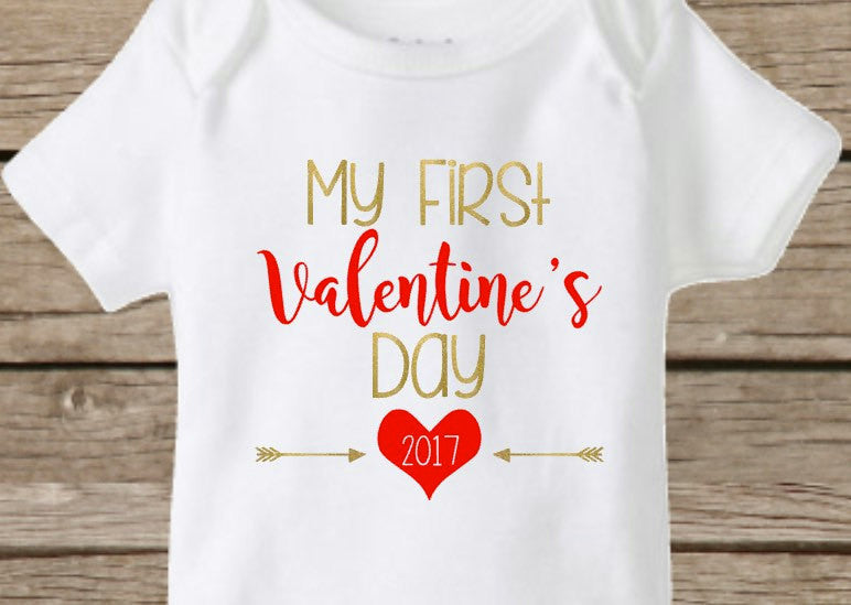 My First Valentine's Day 2021, Baby's First, Baby Girl Onesie