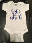 God's Little Miracle Baby Onesie, Religious, Boy or Girl Onesie, Baptism, Baby Shower