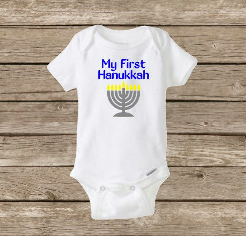 My First Hanukkah Onesie, Baby's 1st Menorah