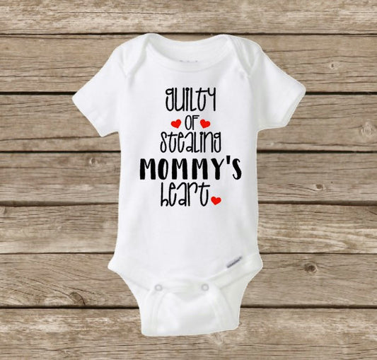 Valentine's Day Onesie, Guilty of Stealing Mommy's Heart, Heartbreaker, Baby Onesie,  My First Valentine's Day, Baby Boy