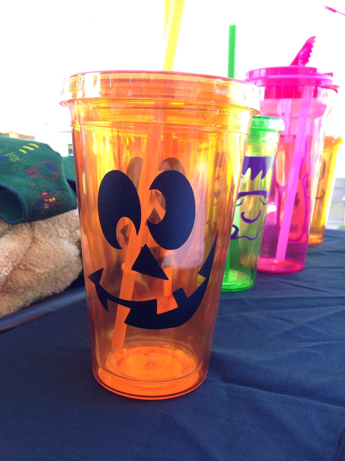 Halloween Tumbler, PUMPKIN Jack O Lantern HALLOWEEN Cup Orange, Drink ware Trick or Treat