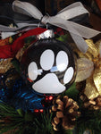 Christmas Ornament, PAW Print Christmas Ornament, Dog Cat Ornament, Animal Lovers, Tree Decor Bulb