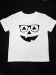 Kids Halloween Shirt Pumpkin Face with Glasses, Baby Toddler Tee