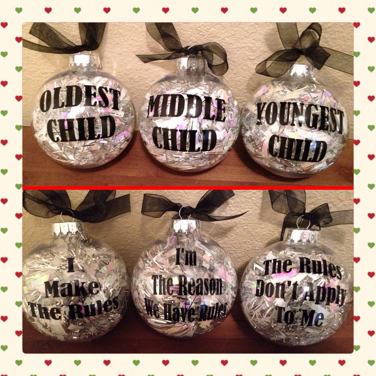 CHRISTMAS Ornaments Christmas Tree Decor, Oldest Middle Youngest Child, Sibling Ornaments