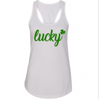 Women’s Lucky Racerback Tank Top St Patricks Day Shamrock