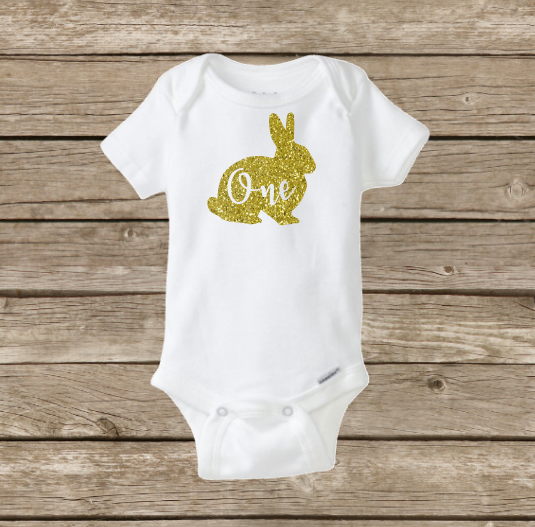 First Easter Birthday ONE, Bunny Rabbit Baby Onesie