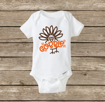 Thanksgiving Gobble Turkey Baby Onesie