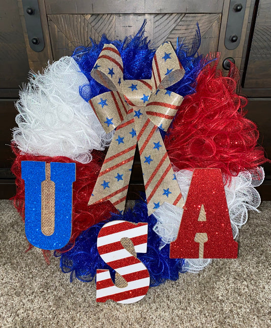 Wreath Handmade 4th of July Holiday USA