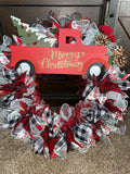 Merry Christmas Old Fashioned Red Truck Handmade Wreath