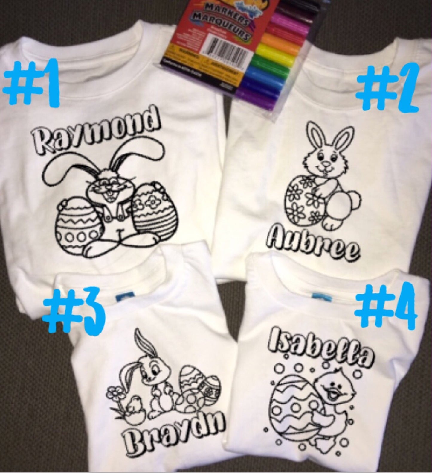 Kids Personalized Easter Coloring Shirts, Bunny Chick, Holiday