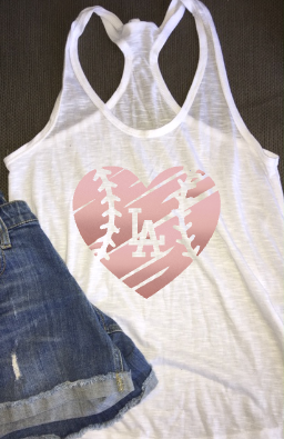 Women’s LA Dodger Heart Tank Top, Baseball